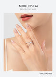 Charming 925 Silver Luxury Dazzling AAAA Lab Created Diamond Cross Line Ring