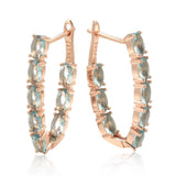 14 Karat Rolled Gold Oval Multicolor AAA Zircon Crystals Long Drop Luxury Earrings