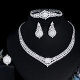 New 4pcs Luxury Shiny Paved Full AAA+ Cubic Zirconia Diamonds Bridal Wedding Evening Jewellery Set for Women - The Jewellery Supermarket