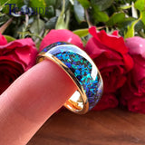 Domed Polished Bright Opal 8mm Men Women Tungsten Engagement Wedding Rings