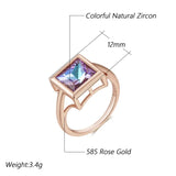 14K Rolled Gold Vintage Design Square Gradient AAA Zircon Crystal Hollow Glossy Ring