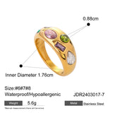 14K Gold Plated Multicolour Cubic Zirconia Diamonds Ring for Women - Fashion Jewelery