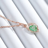 Luxury Geometric Light Green Rolled 14K Rose Gold AAA Zircon Crystals Necklace For Women - Trendy Jewellery