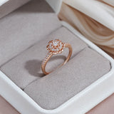 Filled Rose Gold of 14-Karat Purity Vintage AAA Zircon Diamonds Flower Ring - Romantic Wedding Bride Jewellery