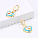Creative Colorful Enamel Heart Shape Handmade Enamel Jewelry Cute Earrings