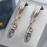 14K Gold Filled Transparent AAA Grey Zircon Crystal Long Drop Earrings Special Jewellery