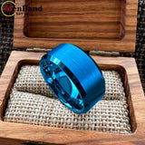 Brushed Finish Beveled Polished Edge 10/12mm Men Wedding Black Tungsten Rings