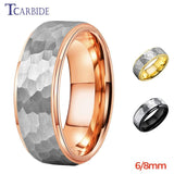 New Trendy Stepped Brushed Finish 6MM 8MM Multicolors Hammer Tungsten Comfort Fit Wedding Rings For Men and Women - The Jewellery Supermarket