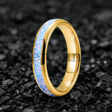 Rainbow Fire Opal Inlay 4/6/8mm Tungsten Carbide  Men Women Comfort Fit Rings