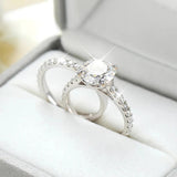 Marvelous D Colour VVS118K White Gold Plated Sterling Silver All Moissanite Row Rings Set For Women Fine Jewellery