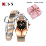 Snake Shape Design Exquisite Fashion Casual Waterproof Copper Band Wristwatch