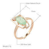 New Season 14K Rolled Rose Gold Geometric Hollow Oval Mist Green AAA Zircon Crsytasl Ring - Fashion Jewellery