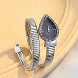 New Snake-Shaped Water Drop Headed Stainless Steel Strap Elegant Quartz Watch
