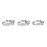 Classic GRA Certified 2CT 3CT Moissanite S925 Silver White Gold Plated Wedding Ring