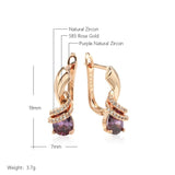 Marvelous Cute Drop Filled 14K Rose Gold Purple Double Layer AAA Zircon Diamonds Earrings - Fashion Jewellery