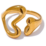 18K Gold Plated Stainless Steel Heart Love Hollow Minimalist Ring