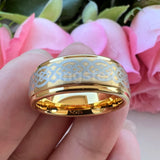 New Stepped Edges Laser Engraved Comfort Fit Men Women Tungsten Wedding Ring
