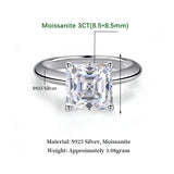 Amazing 1/2/3/5CT Asscher Cut VVS1 D Colour Moissanite Diamond Silver Solitaire Ring