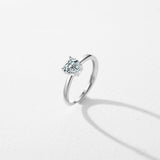 Minimalism Silver Shiny Romantic Heart Clear AAAA Simulated Diamonds Ring - Wedding Statement Fine Jewellery - The Jewellery Supermarket