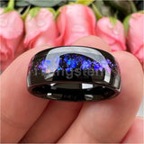 Orion Nebula Galaxy Opal Inlay 8mm Silver/Black Tungsten Rings for Men Women