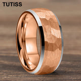 Beveled Edge Treatment Dome Hammer 4/6/8mm Tungsten Rings With Comfortable Fit