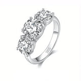 Round Cut 6.5mm/8mm Moissanite Three Stone 925 Silver Ladies Fashion Rings for Women Engagement Wedding Jewellery