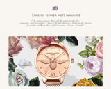 Elegant Luxury 3D Engraved Bee Dial Ladies Watch Rose Gold Plated 31mm Classic Casual Dress Watch with Bracelet Set