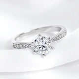 Excellent 0.3-3CT VVS1 D Colour Moissanite Diamonds Solitaire Wedding Silver Ring
