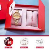 Elegant Luxury Zircon Diamond Rose Gold Colour Stainless Steel Waterproof Date Ladies Dress Wristwatches, Ideal Gift