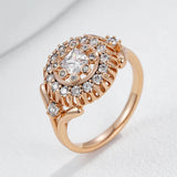 Unique Fashion Crystal Flower 14K Filled Rose Gold With Shiny AAA+ Zircon Crystal Ring - Daily Vintage Jewellery