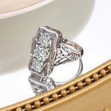 Unique 3 Stone Moissanite Diamond Rings With Certficiate SilverEngagement Wedding  Jewellery Pass Diamond Test