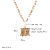 Remarkable 14K Rolled Rose Gold AAA Zircon Big Brown Crystal Necklace -  Fashion High Quality Jewellery