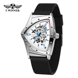 Military Triangle Steel Skeleton Automatic Movement Sports Mechanical Luxury Waterproof Silicone Strap Wristwatches