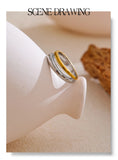 18K Gold Plated Statement Stainless Steel Metal Double Color Geometric Casting Ring