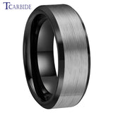 Multicolours Beveled Brushed 6m/8mm Classic Tungsten Wedding Rings for Men Women