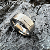 Hammered Offset Line 8mm Tungsten Carbide Rings for Men Women Comfort Fit