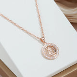 Design Works 14K Filled Rose Gold AAA Zircon Diamonds Micro Wax Inlay Collarbone Necklace, Light Luxury Jewellery