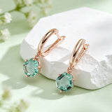 14 Karat Rolled Gold Unique Green AAA Zircon Crystals Fashion Drop Earrings Fine Jewellery