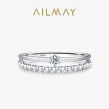 Silver Bilayer Double-Layered design Sparkling AAAA Lab Created Diamond Ring