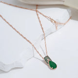 Outstanding Opal Green 14K Rolled Rose Gold AAA Zircon Crystals Full Paved Pendant Necklace - Luxury Jewellery