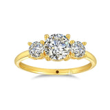 3 Stones Moissanite Diamonds Ring 925 Silver Yellow Gold Colour Ladies Rings Handmade Engagement Wedding  Jewellery