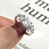 Awesome 4.0 Carat D Colour VVS1 Round Moissanite 3-Stone Ring Fine Jewellery