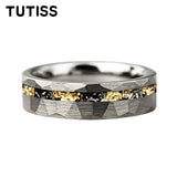 Mens 6/8mm Black Gold Meteorite Gold Foil Tungsten Carbide Rings Men's Wedding Rings