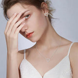 Charming Heart Shape 18KGP Moissanite Diamonds Jewellery Set for Women - Silver Necklace Stud Earrings - The Jewellery Supermarket