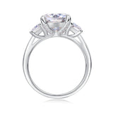 3 Stone 3ct Round Cut Full Moissanite Diamonds Rings for Women White Gold Plated Wedding Sterling Silver Jewellery