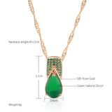 Outstanding Opal Green 14K Rolled Rose Gold AAA Zircon Crystals Full Paved Pendant Necklace - Luxury Jewellery