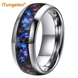 Orion Nebula Galaxy Opal Inlay 8mm Silver/Black Tungsten Rings for Men Women