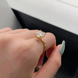 Luxury Silver Jewellery Radiant Cut AAAAA High Carbon Diamond Wedding Engagement 18K Gold Plated Big Rings - The Jewellery Supermarket
