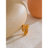 18K Gold Plated Stainless Steel Metal Hammer Snake Twisted Ring Statement Jewellery