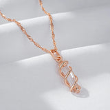 Marvelous Light Luxury Spiral Geometric Rolled 14K Rose Gold AAA Zircon Diamonds Necklace - Trendy Jewellery